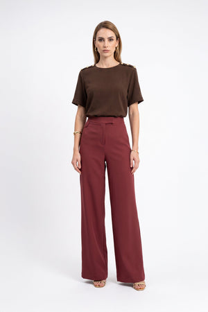 Bianca Shoulder-Button Short-Sleeve Blusa 554322 C - Reina Diaz