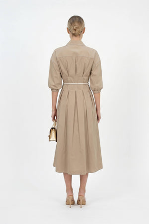 Bianca Tassel-Belted Denim Midi Shirt Dress - Reina Diaz