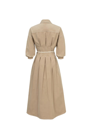 Bianca Tassel-Belted Denim Midi Shirt Dress - Reina Diaz