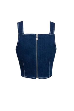 Brujas Contrast - Stitch Denim Top - Reina Diaz