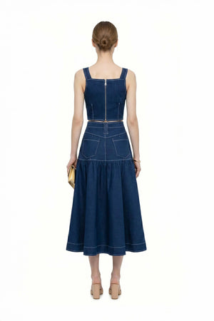 Brujas Contrast - Stitch Denim Top - Reina Diaz