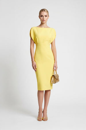 Caléndula Boat - Neck Midi Pencil Dress - Reina Diaz