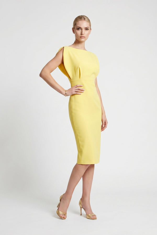 Caléndula Boat - Neck Midi Pencil Dress - Reina Diaz