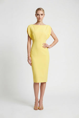 Caléndula Boat - Neck Midi Pencil Dress - Reina Diaz