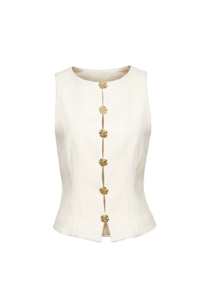 Camila Gold Flower Button Chaleco Top 501558 HUE - Reina Diaz