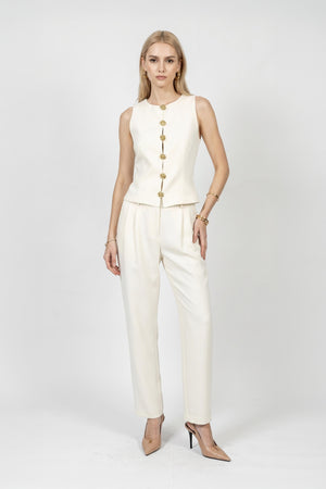 Camila Gold Flower Button Chaleco Top 501558 HUE - Reina Diaz