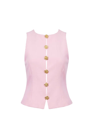 Camila Gold Flower Button Chaleco Top 501558 ROS - Reina Diaz