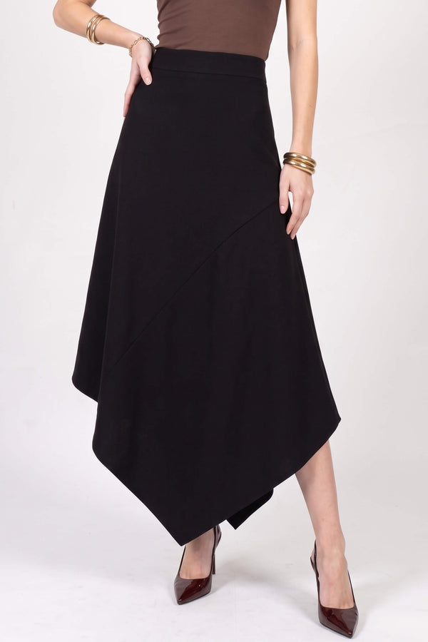 Camila High-Waist Asymmetric Midi Falda 541375 NEG - Reina Diaz