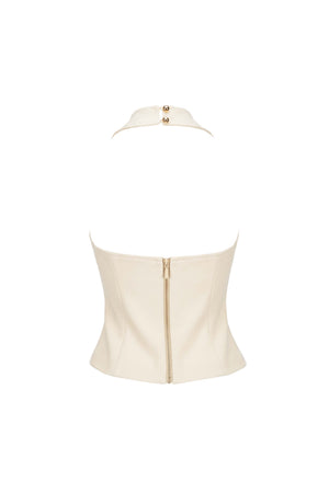 Camila Lace-Trim Lace-Up Halter Corset Top 501556 MAN - Reina Diaz