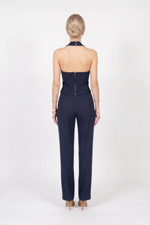 Camila Lace-Trim Lace-Up Halter Corset Top 501556 MAR - Reina Diaz