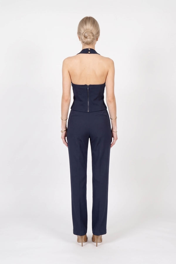 Camila Lace-Trim Lace-Up Halter Corset Top 501556 MAR - Reina Diaz