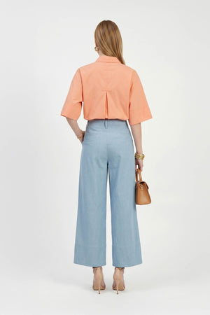 Camila One-Shoulder Smocked-Cuff Blusa 752992 - Reina Diaz