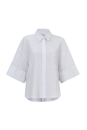 Camila One-Shoulder Smocked-Cuff Blusa 752992 - Reina Diaz