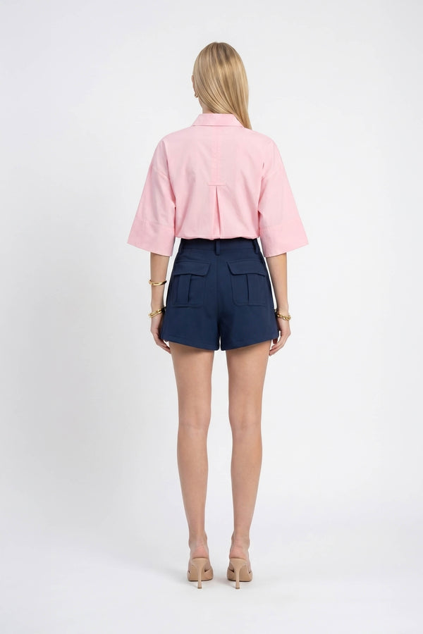 Camila One-Shoulder Smocked-Cuff Blusa 752992 - Reina Diaz