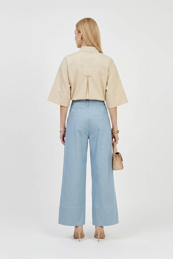 Camila One-Shoulder Smocked-Cuff Blusa 752992ARE - Reina Diaz