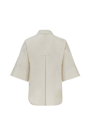 Camila One-Shoulder Smocked-Cuff Blusa 752992CRE - Reina Diaz