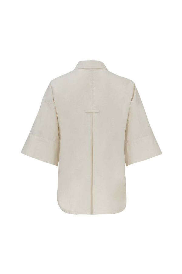 Camila One-Shoulder Smocked-Cuff Blusa 752992CRE - Reina Diaz