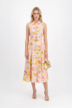 Camila Sleeveless Belted Midi Vestido - Reina Diaz
