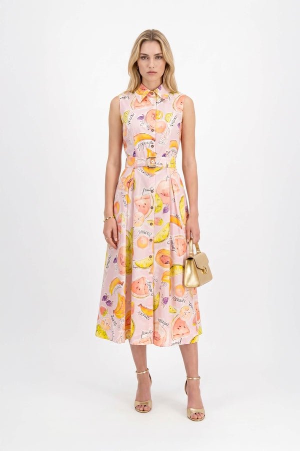 Camila Sleeveless Belted Midi Vestido - Reina Diaz