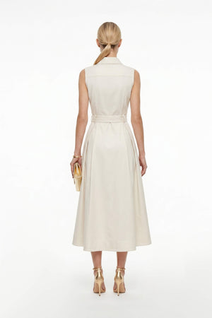 Camila Sleeveless Belted Midi Vestido - Reina Diaz