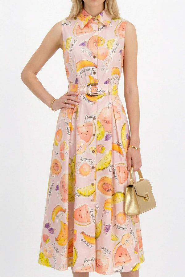 Camila Sleeveless Belted Midi Vestido - Reina Diaz
