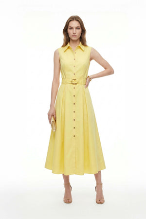 Camila Sleeveless Belted Midi Vestido - Reina Diaz