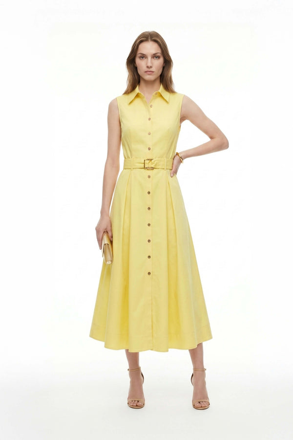Camila Sleeveless Belted Midi Vestido - Reina Diaz