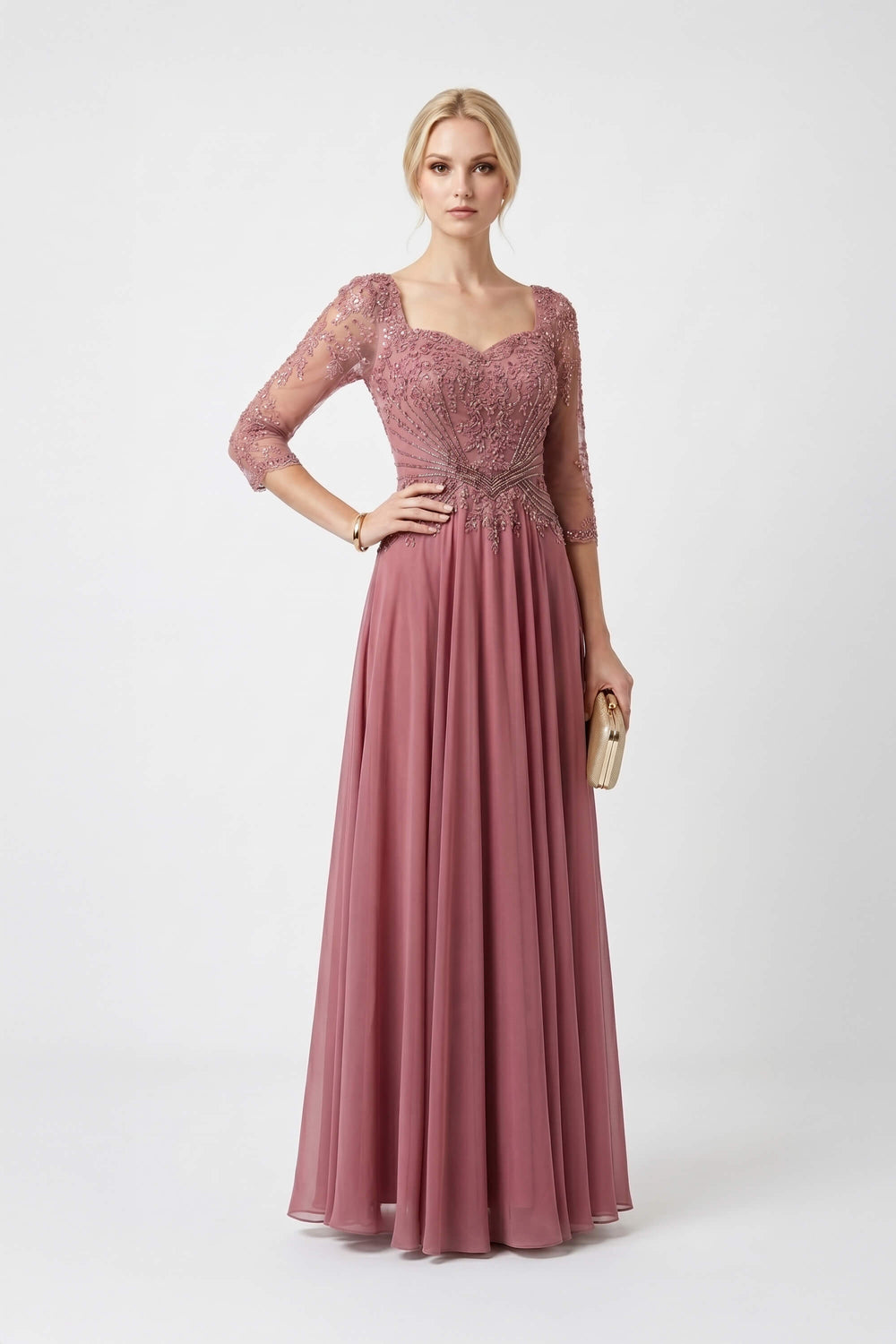 Camila Sweetheart 3/4-Sleeve Vestido Fiesta - Reina Diaz