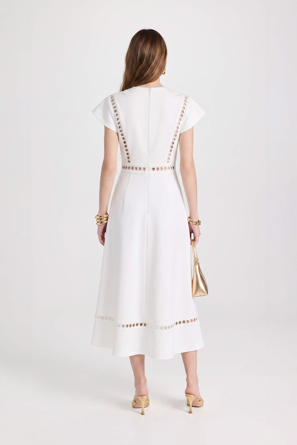 Camila V-Neck Cutout Midi Vestido 526277 HUE - Reina Diaz