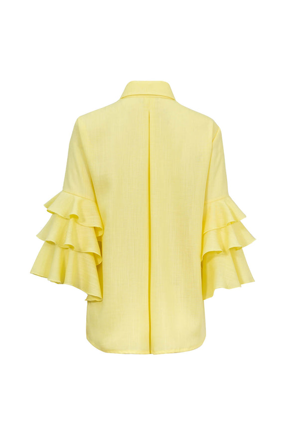 Camille Ruffled Long - Sleeve Shirt Blouse  - Reina Diaz