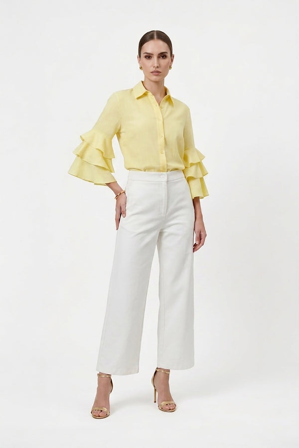 Camille Ruffled Long - Sleeve Shirt Blouse  - Reina Diaz