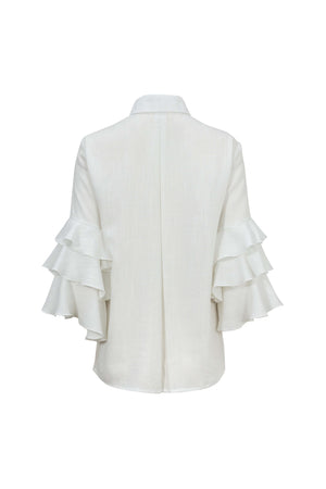 Camille Ruffled Long - Sleeve Shirt Blouse  - Reina Diaz