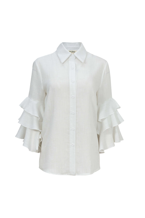Camille Ruffled Long - Sleeve Shirt Blouse  - Reina Diaz