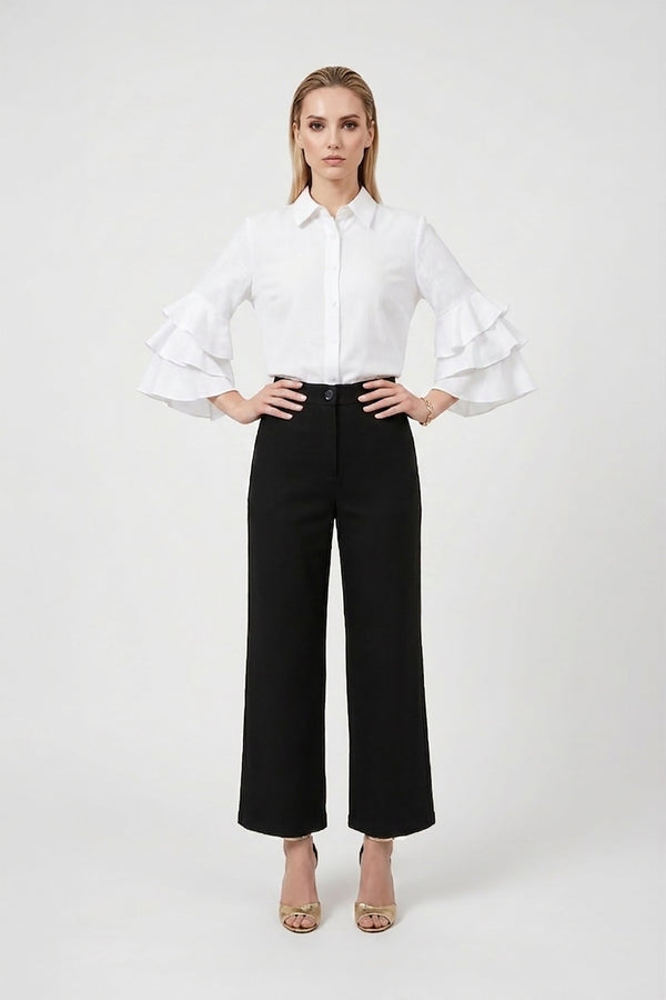 Camille Ruffled Long - Sleeve Shirt Blouse  - Reina Diaz