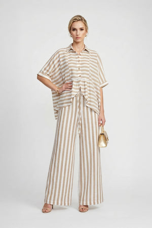 Cannes Striped High - Waist Tech Pants - Reina Diaz
