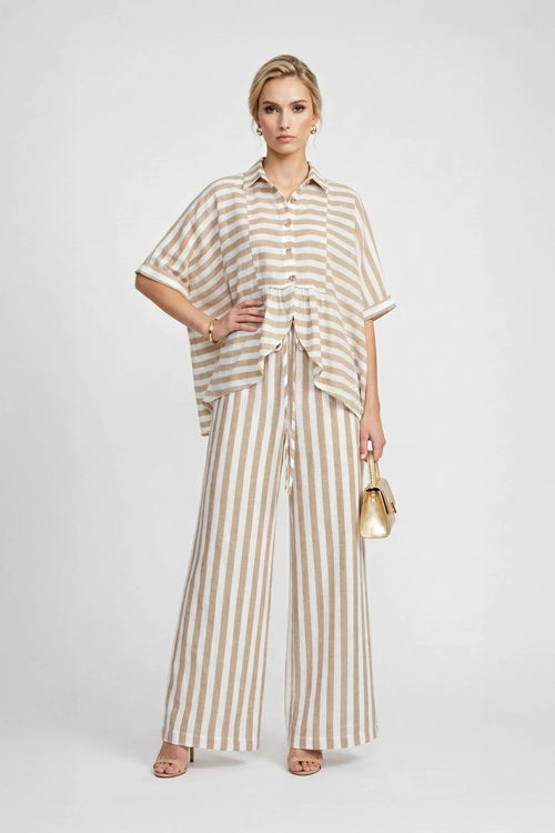 Cannes Striped High - Waist Tech Pants - Reina Diaz