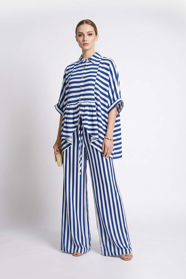 Cannes Striped High - Waist Tech Pants - Reina Diaz