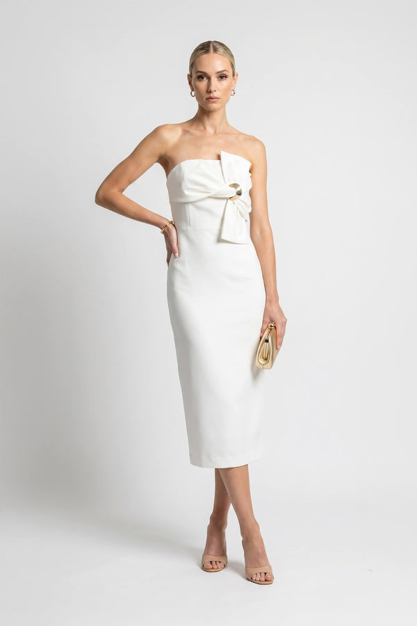 Capri Hardware Knotted Strapless Midi Dress - Reina Diaz