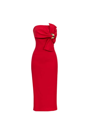 Capri Hardware Knotted Strapless Midi Dress - Reina Diaz