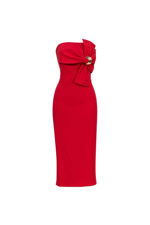 Capri Hardware Knotted Strapless Midi Dress - Reina Diaz