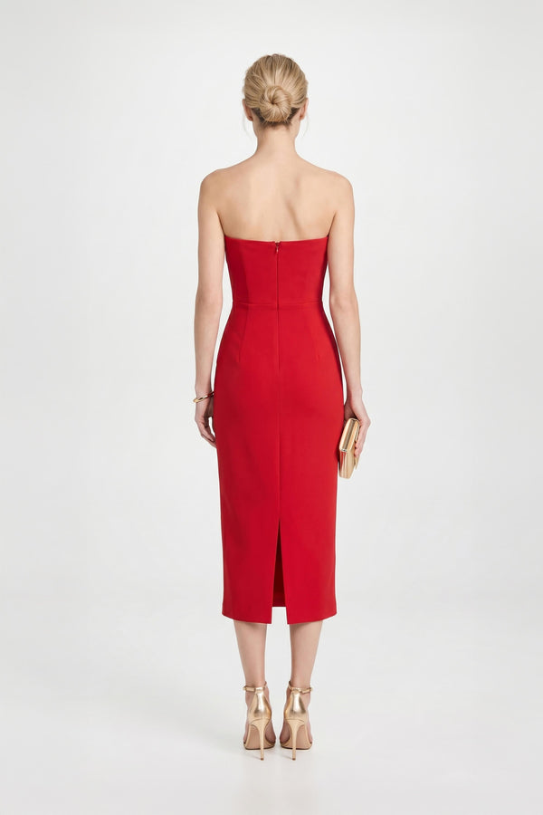 Capri Hardware Knotted Strapless Midi Dress - Reina Diaz