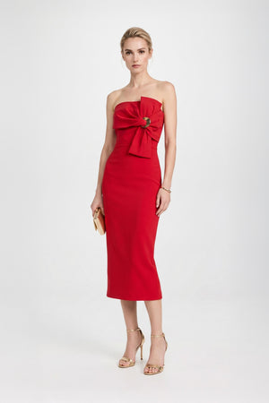Capri Hardware Knotted Strapless Midi Dress - Reina Diaz