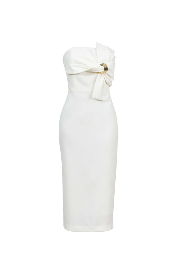 Capri Hardware Knotted Strapless Midi Dress - Reina Diaz