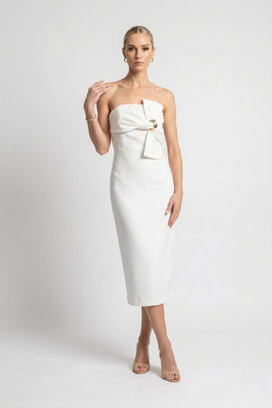 Capri Hardware Knotted Strapless Midi Dress - Reina Diaz