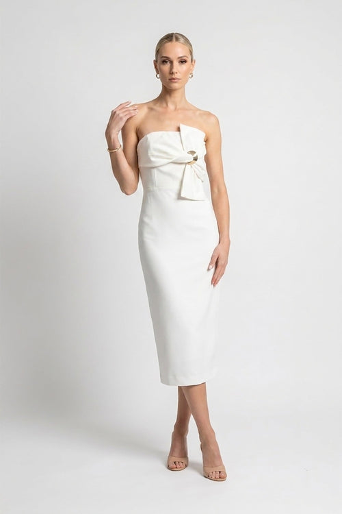 Capri Hardware Knotted Strapless Midi Dress - Reina Diaz
