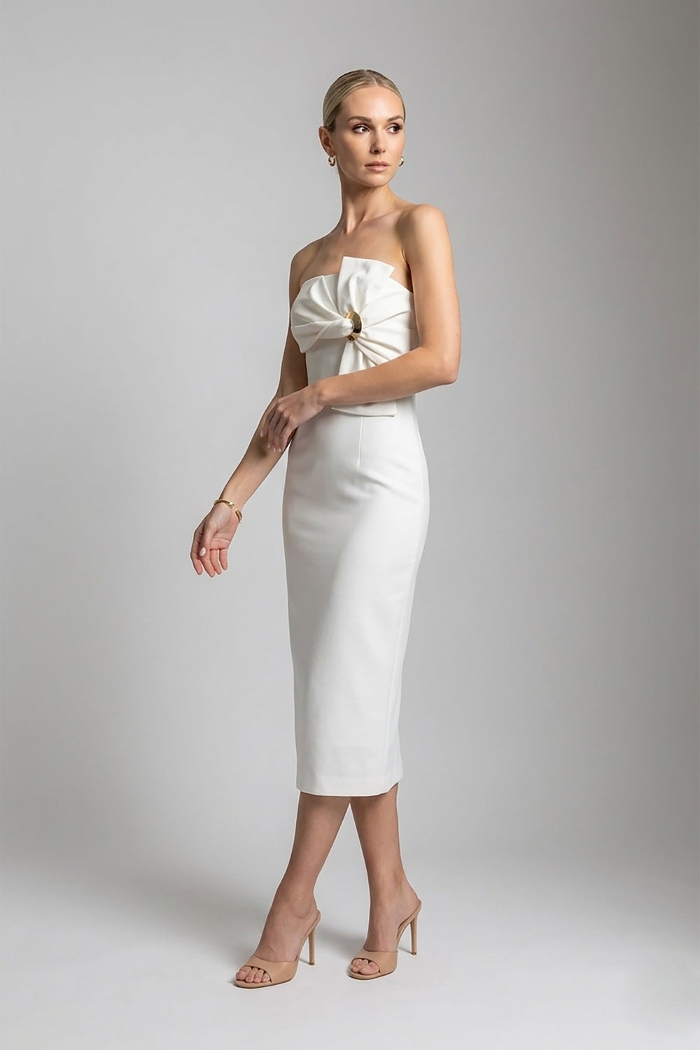 Capri Hardware Knotted Strapless Midi Dress - Reina Diaz