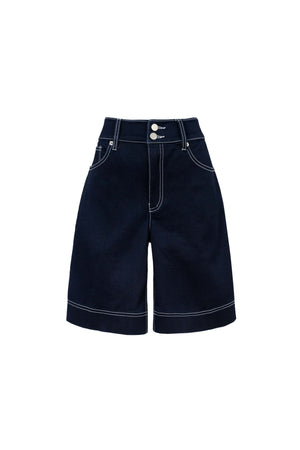 Capri Solid Seersucker Embroidered Shorts - Reina Diaz