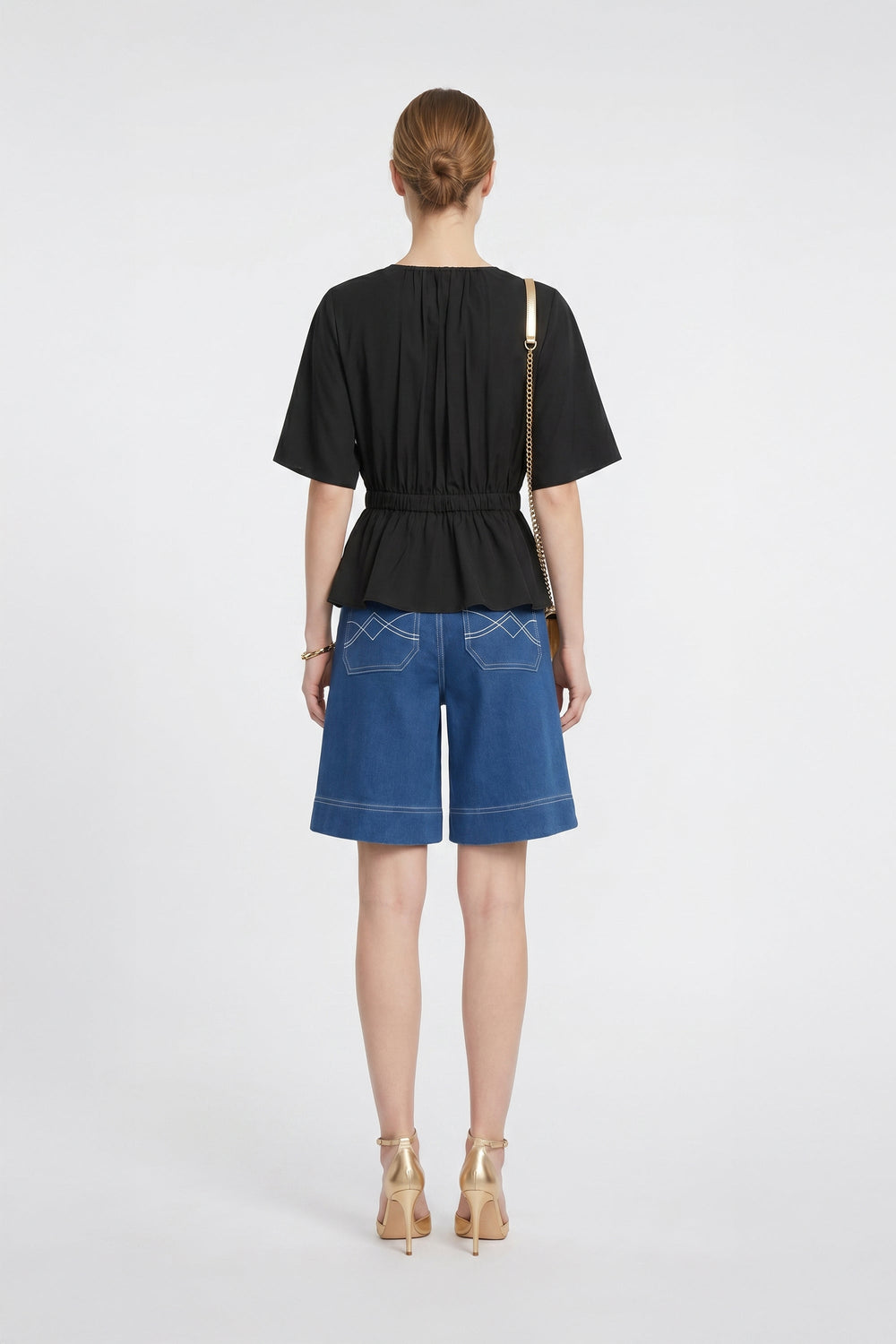 Capri Solid Seersucker Embroidered Shorts - Reina Diaz