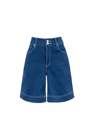 Capri Solid Seersucker Embroidered Shorts - Reina Diaz