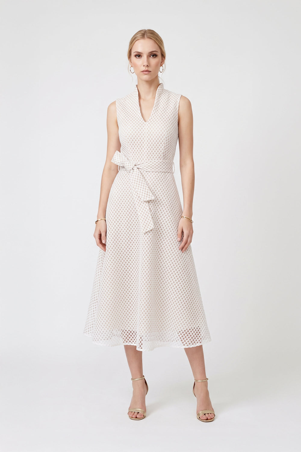 Cassandra Belted Sleeveless Midi Vestido 526032 HUE - Reina Diaz